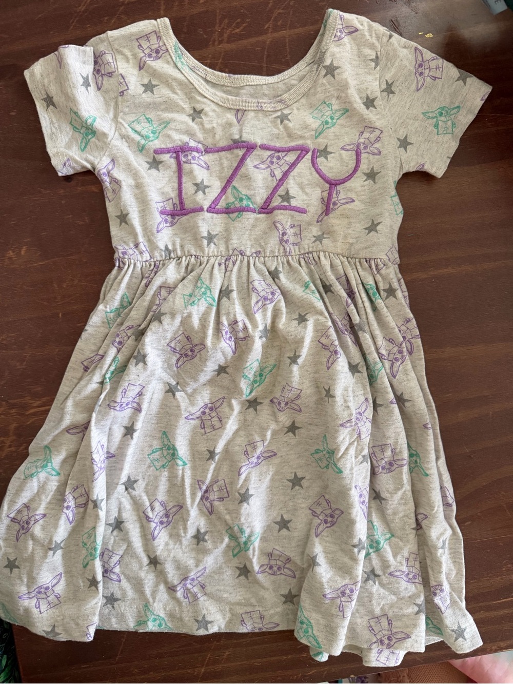 IZZY Girls' Gray Purple & Teal Star Print Dress